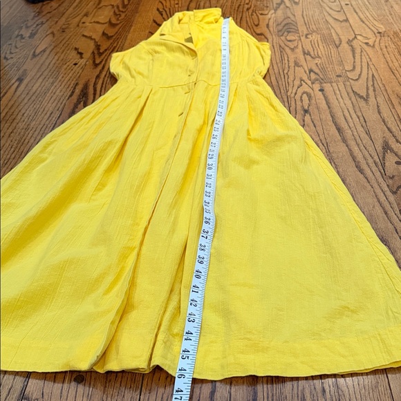 Vintage Ports sz 10 (fits smaller) Marigold Yellow Sleeveless Shirtdress pockets - Picture 10 of 13